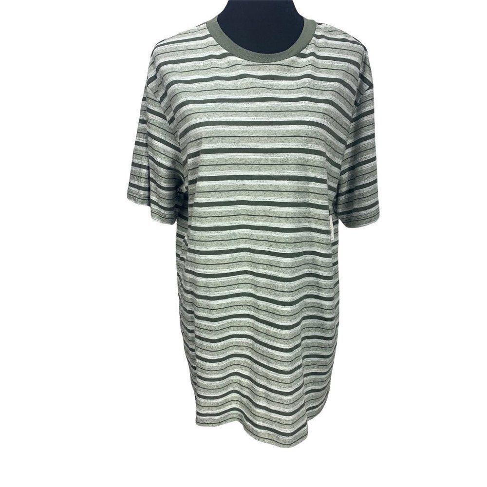 OT Revolution Gray Green Striped Men's Size XL Short Sleeve Tee Shirt